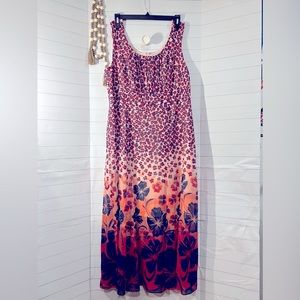 Dress Barn 18 Red, Blue & Pink floral maxi dress